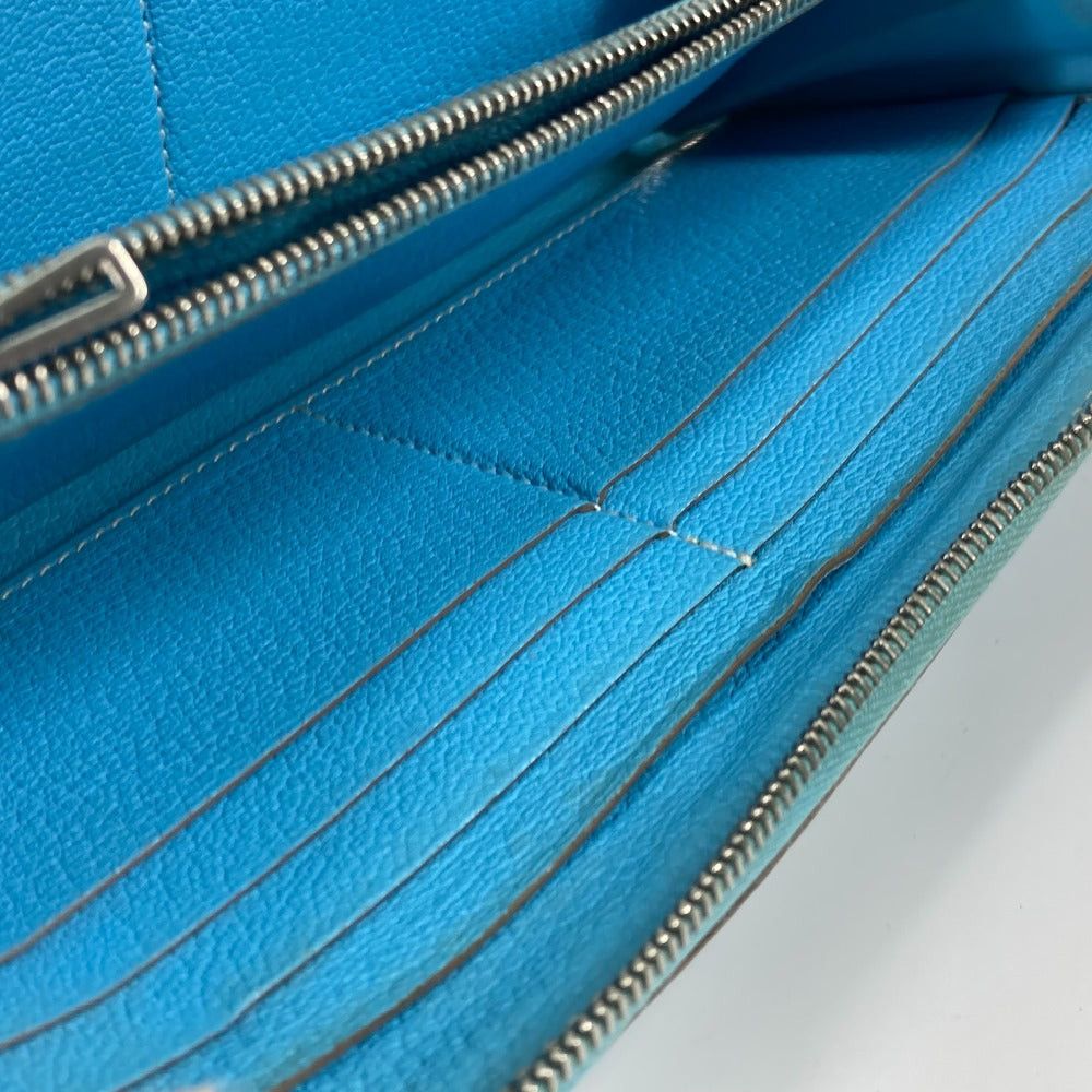 Hermes Hermes Long Wallet Evelyn Punched Logo Round Fastener Leather Women Blue-Gene Blue Size ONE SIZE - 11 Thumbnail