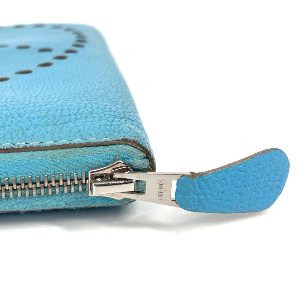 Hermes Hermes Long Wallet Evelyn Punched Logo Round Fastener Leather Women Blue-Gene Blue Size ONE SIZE - 3 Thumbnail