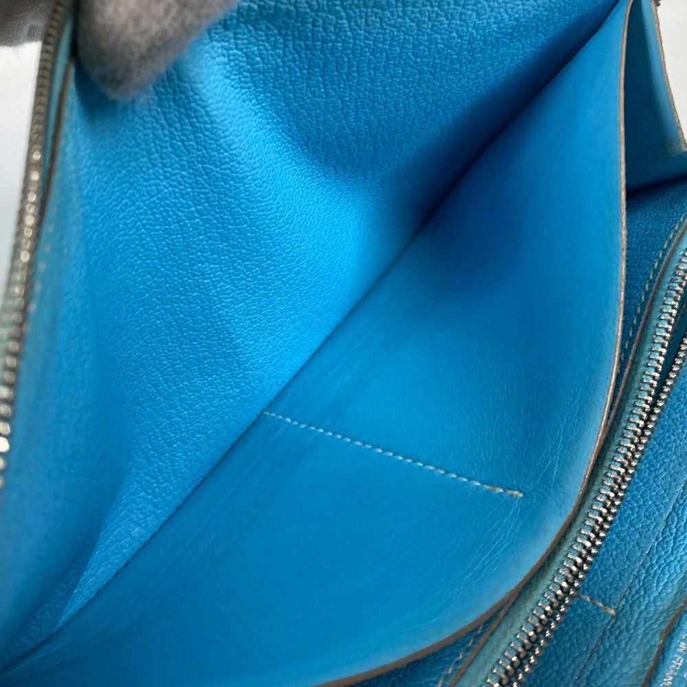 Hermes Hermes Long Wallet Evelyn Punched Logo Round Fastener Leather Women Blue-Gene Blue Size ONE SIZE - 13 Thumbnail