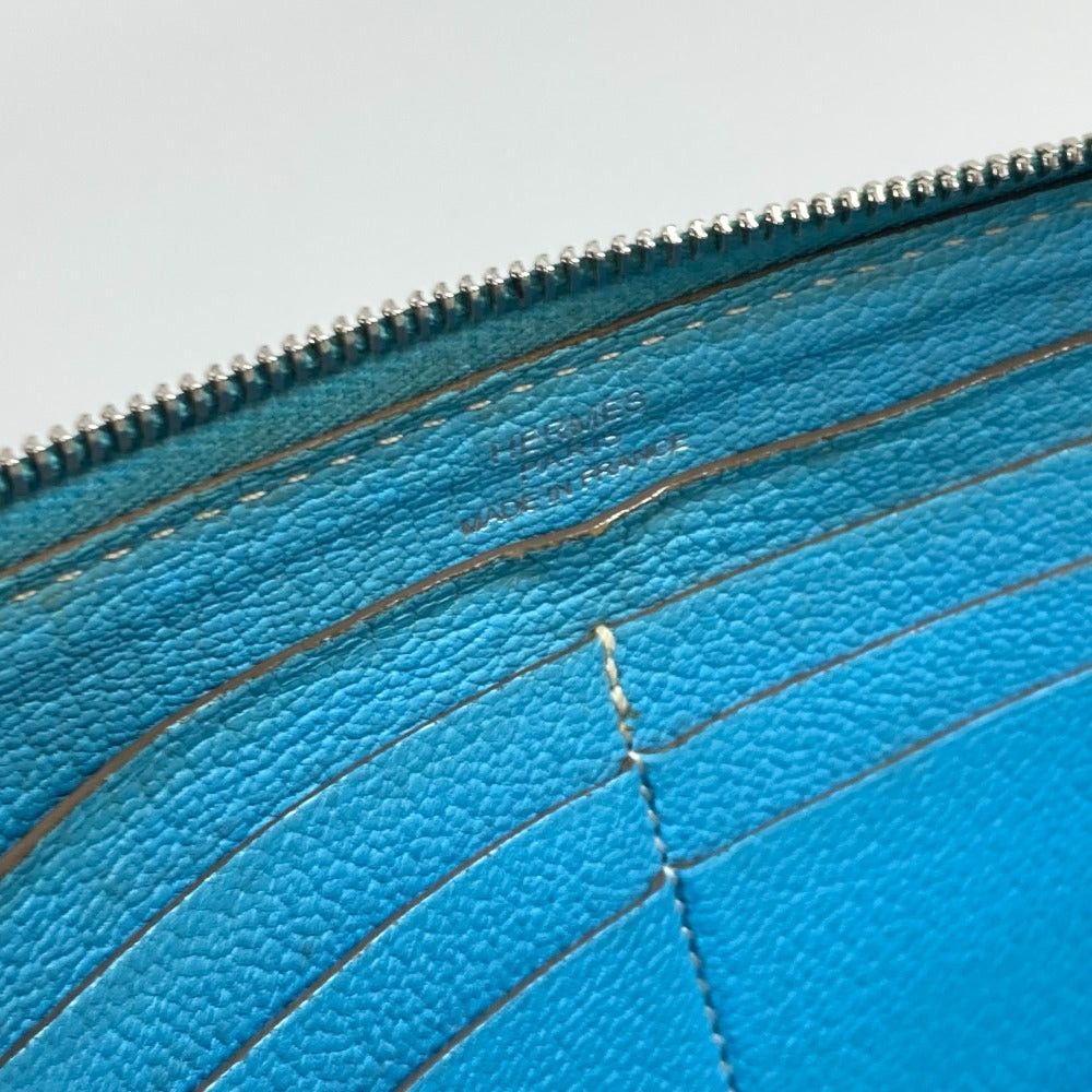 Hermes Hermes Long Wallet Evelyn Punched Logo Round Fastener Leather Women Blue-Gene Blue Size ONE SIZE - 9 Thumbnail