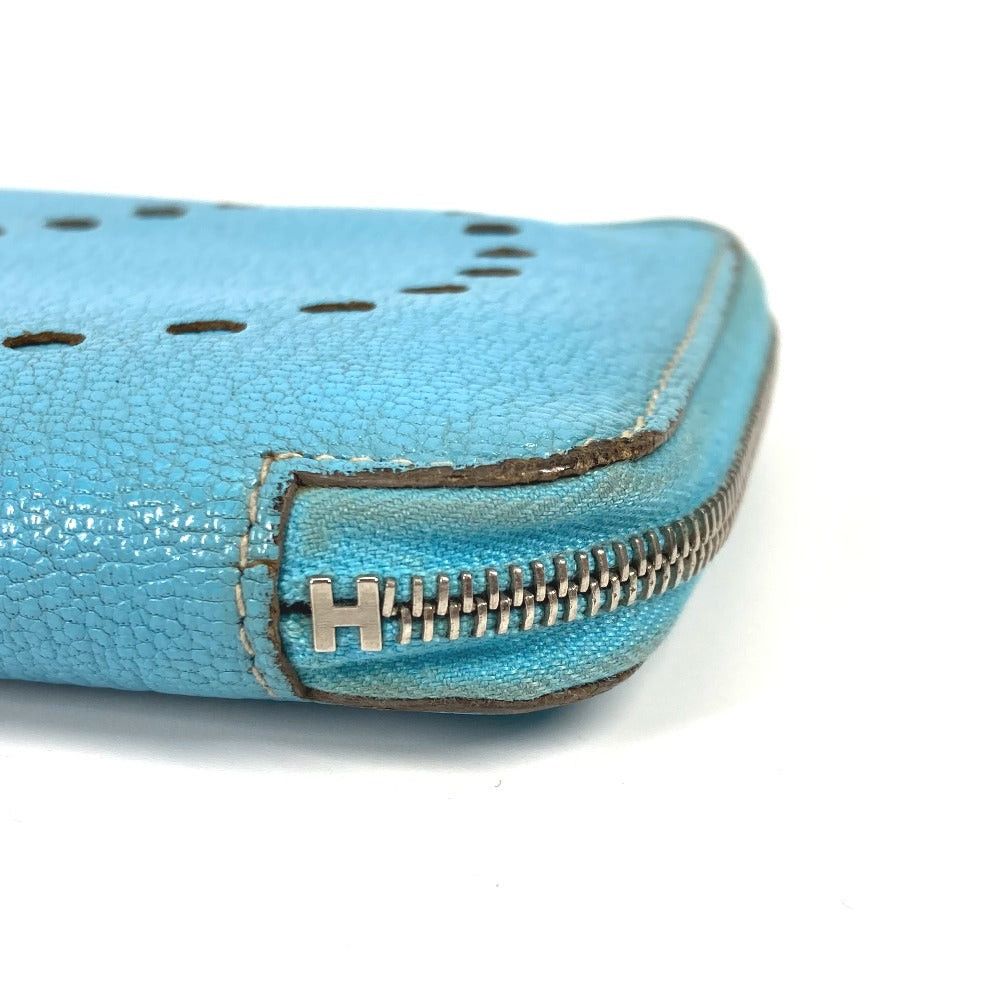 Hermes Hermes Long Wallet Evelyn Punched Logo Round Fastener Leather Women Blue-Gene Blue Size ONE SIZE - 5 Thumbnail