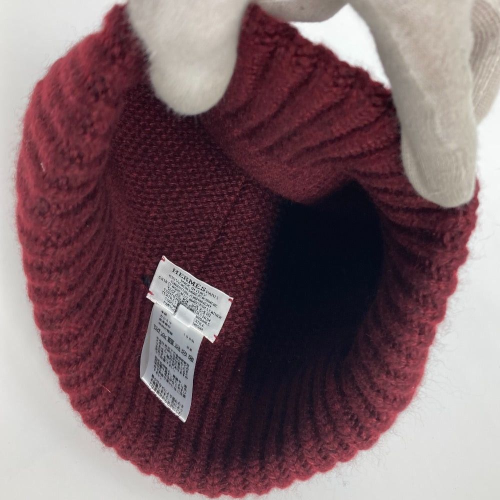 Hermes Hermes Leather Tag Boston Beanie Chapeau Knitted Hat Knit Cap Cashmere Men Brownish Size ONE SIZE - 8 Thumbnail