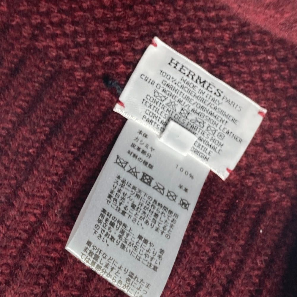 Hermes Hermes Leather Tag Boston Beanie Chapeau Knitted Hat Knit Cap Cashmere Men Brownish Size ONE SIZE - 9 Thumbnail