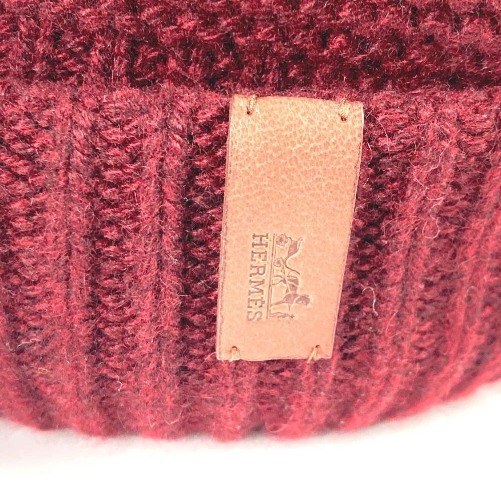 Hermes Hermes Leather Tag Boston Beanie Chapeau Knitted Hat Knit Cap Cashmere Men Brownish Size ONE SIZE - 5 Thumbnail