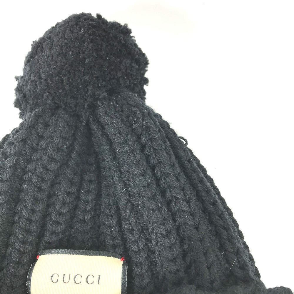 Gucci Gucci 652656 With Pompons Logo Beanie Chapeau Knitted Hat Knit Cap Polyester Women Black Size ONE SIZE - 2 Thumbnail