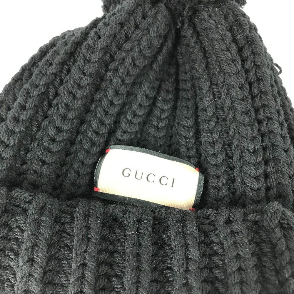 Gucci Gucci 652656 With Pompons Logo Beanie Chapeau Knitted Hat Knit Cap Polyester Women Black Size ONE SIZE - 4 Thumbnail