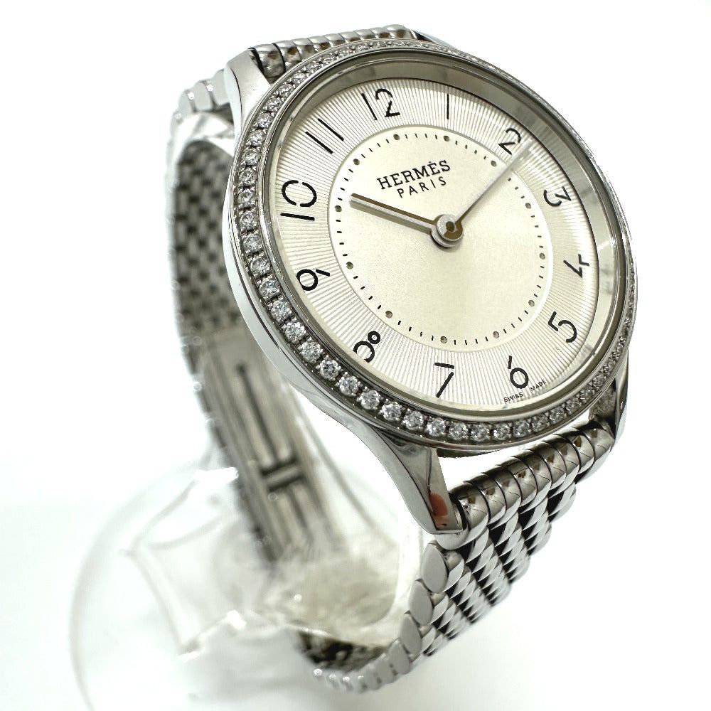 Hermes Hermes Slim De Diamond Bezel Quartz Wristwatch Ss Women Silver Size ONE SIZE - 4 Thumbnail