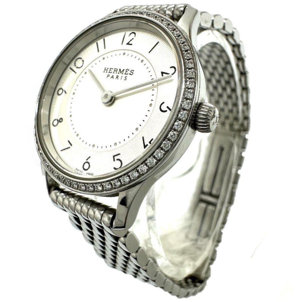 Hermes Hermes Slim De Diamond Bezel Quartz Wristwatch Ss Women Silver Size ONE SIZE - 3 Thumbnail