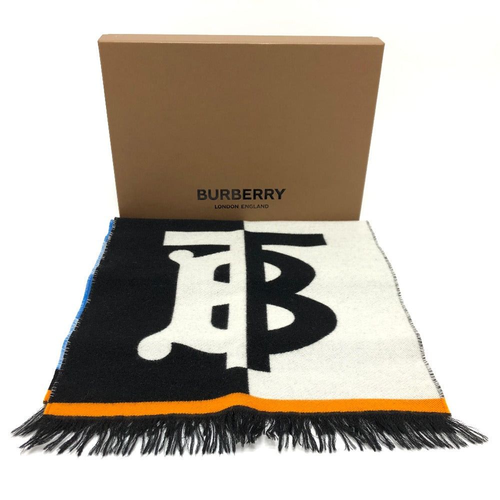 Burberry Burberry 8023067 Tb Logo Fringe Scarf Wool Men Black/Gray Size ONE SIZE - 7 Thumbnail