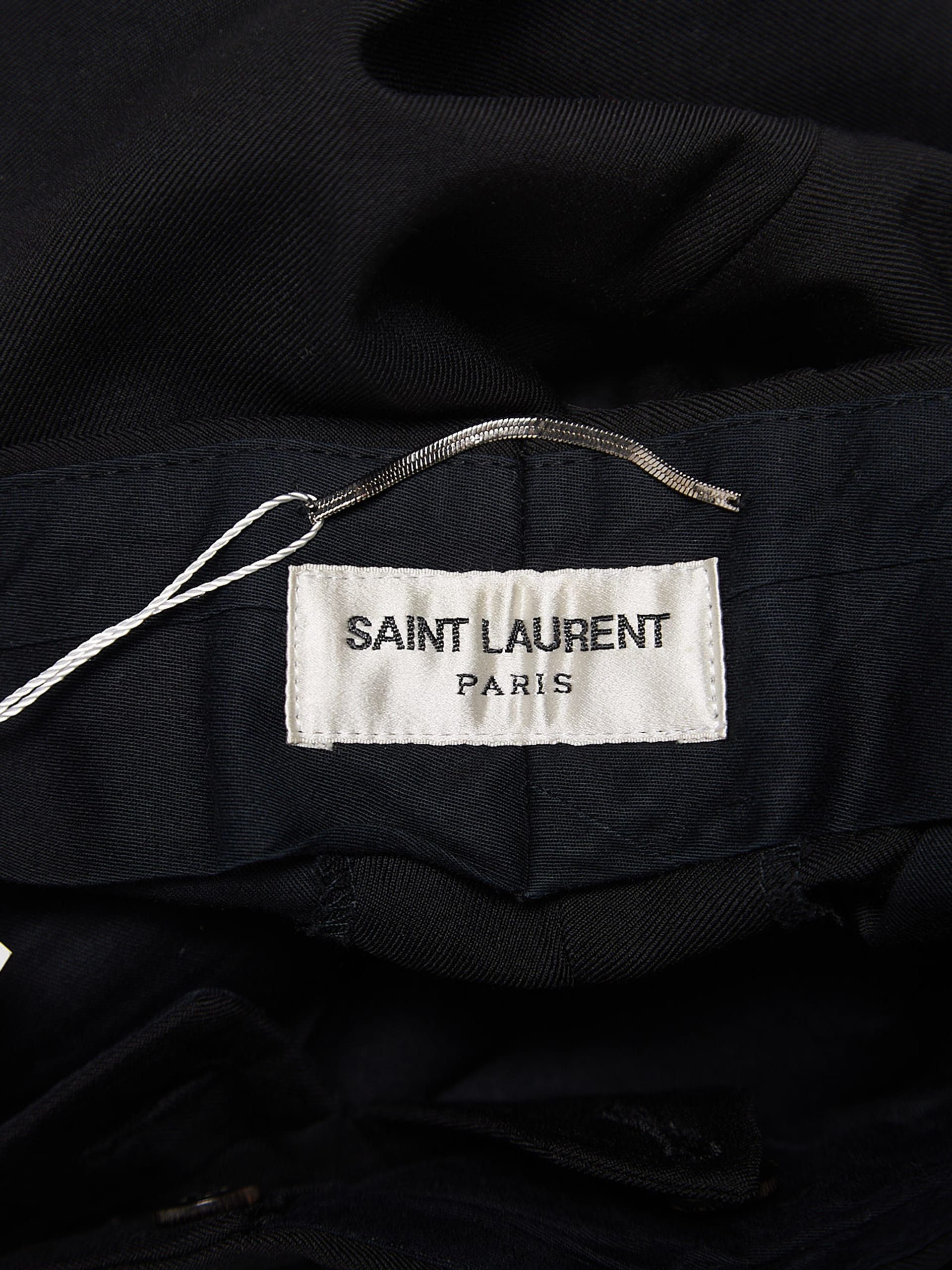 Saint Laurent Paris Black Arrowed Wool Suit Trousers Size US 34 / EU 50 - 4 Thumbnail