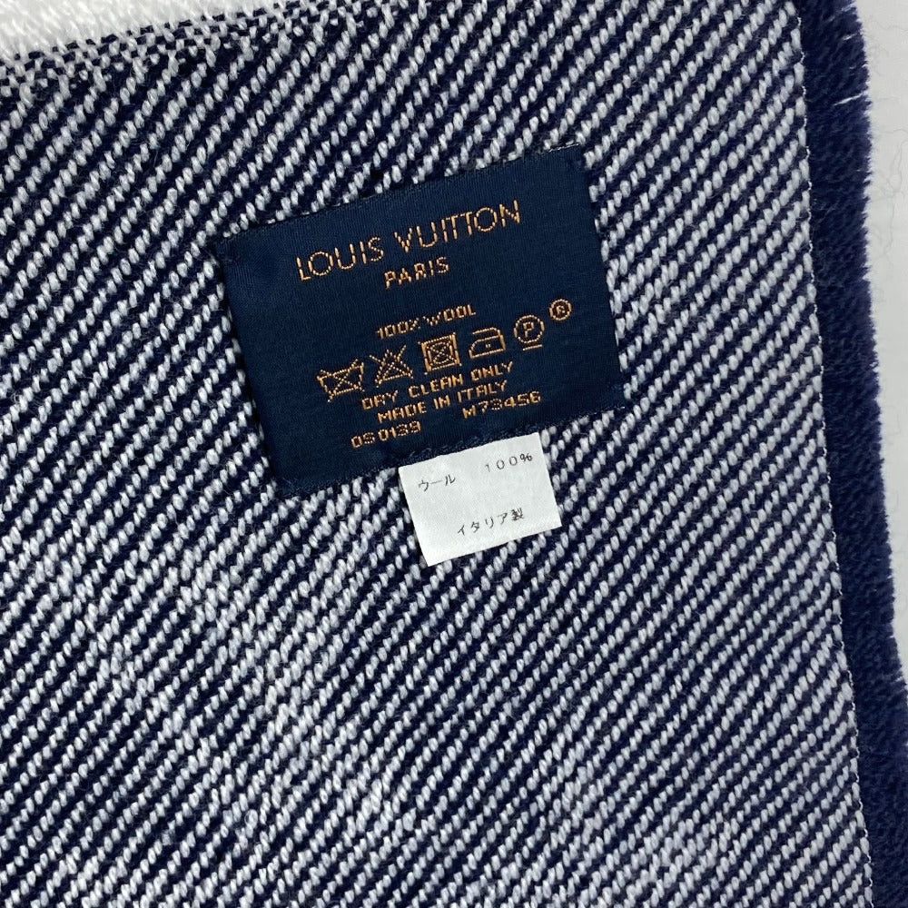 Louis Vuitton Louis Vuitton M73456 Monogram Echalp Cozy Fringe Stall Scarf Wool Men Marline Navy Size ONE SIZE - 6 Thumbnail