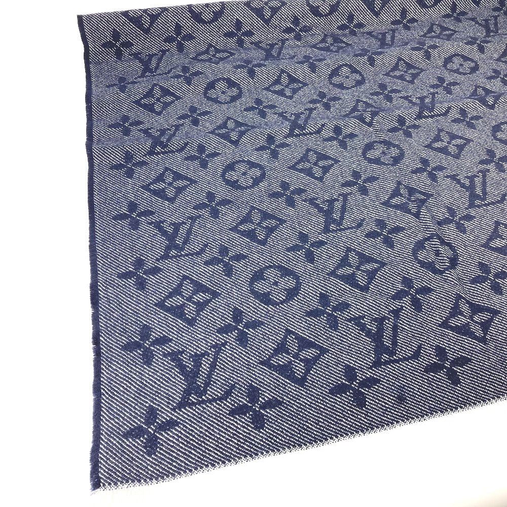 Louis Vuitton Louis Vuitton M73456 Monogram Echalp Cozy Fringe Stall Scarf Wool Men Marline Navy Size ONE SIZE - 3 Thumbnail