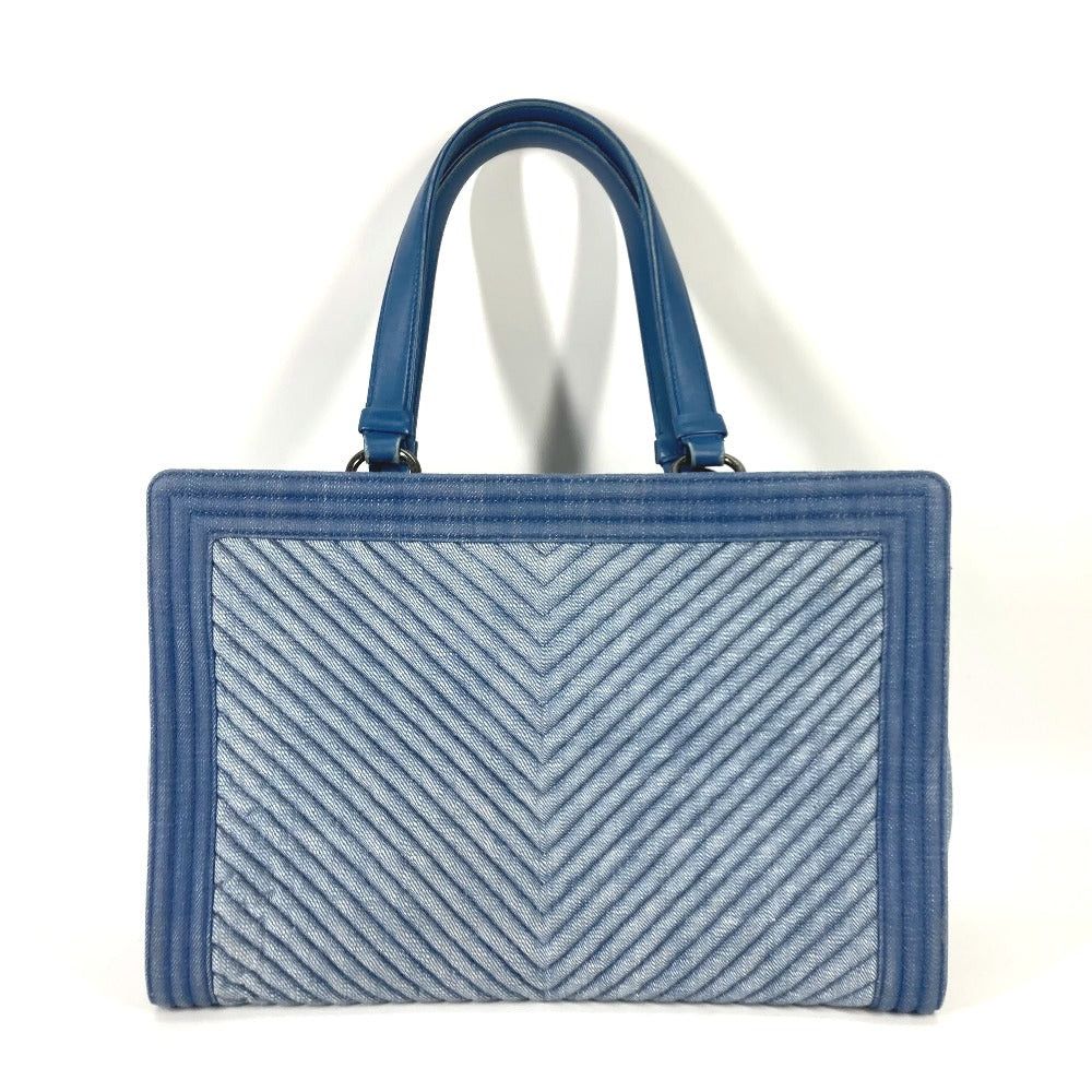 Chanel Chanel Boy V-Stitch Briefcase Shoulder Bag Tote Canvas Women Blue (Colour, Color) Size ONE SIZE - 2 Thumbnail