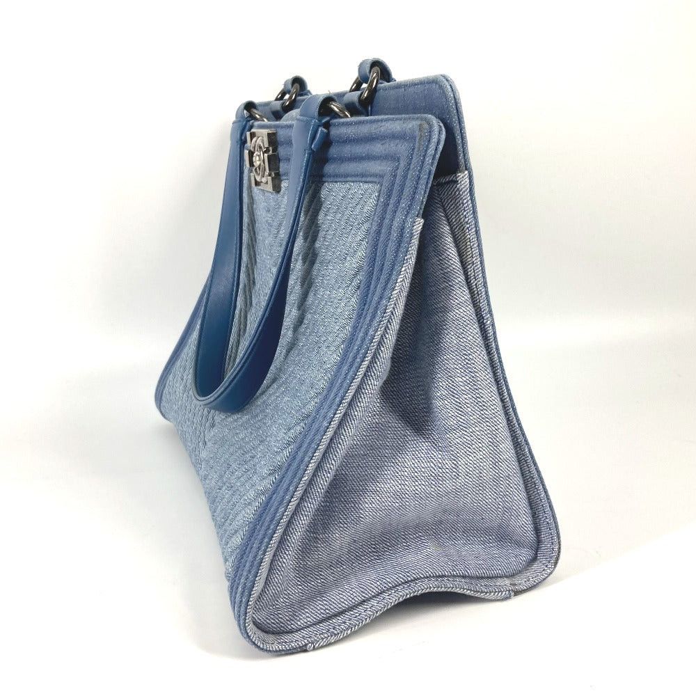 Chanel Chanel Boy V-Stitch Briefcase Shoulder Bag Tote Canvas Women Blue (Colour, Color) Size ONE SIZE - 16 Thumbnail
