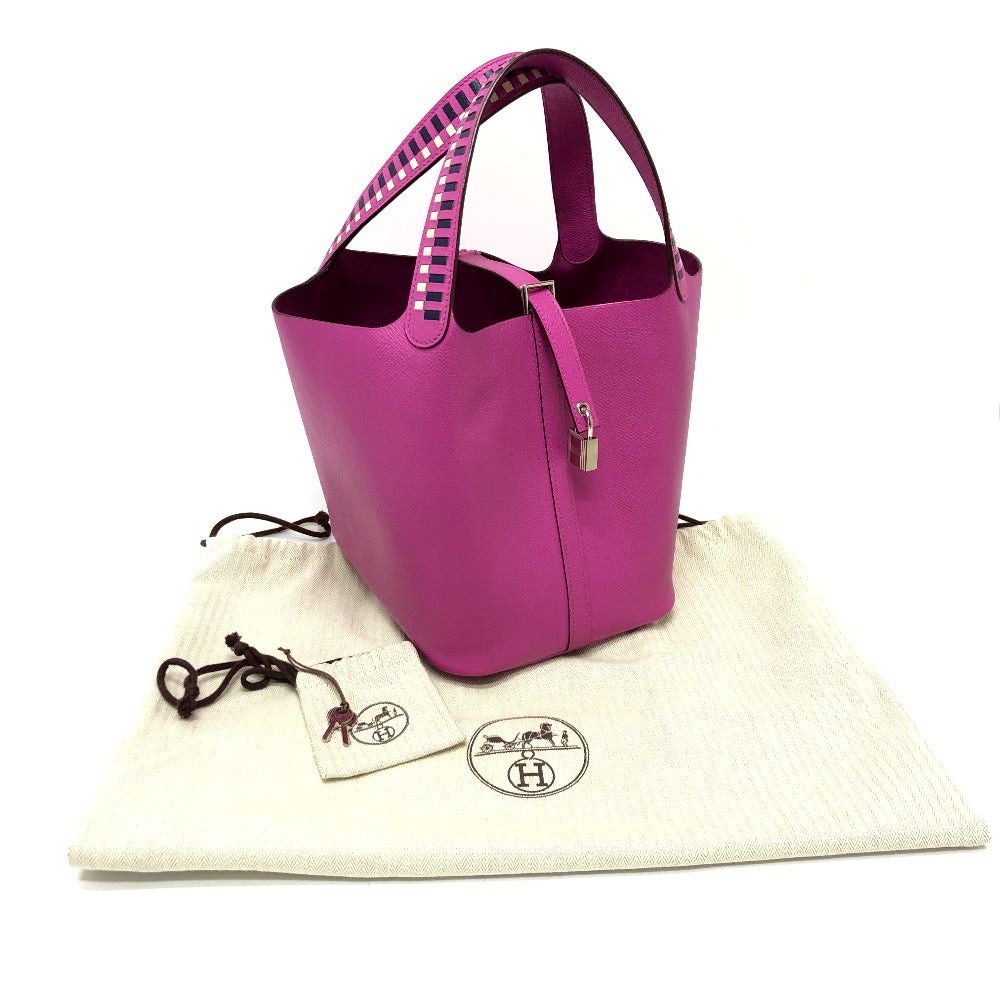 Hermes Hermes Picotin Rock Mm Tresage Briefcase Tote Bag Handbag V.Epson Women Purple Size ONE SIZE - 10 Thumbnail