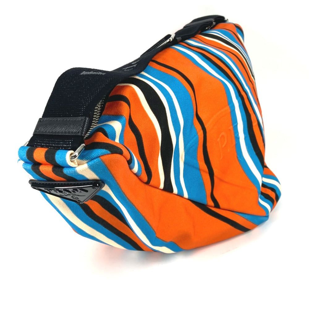 Prada Prada 2Vy007 Stripe Triangle Bayadère Briefcase Crossbody Shoulder Bag Canvas Men Orange Size ONE SIZE - 3 Thumbnail