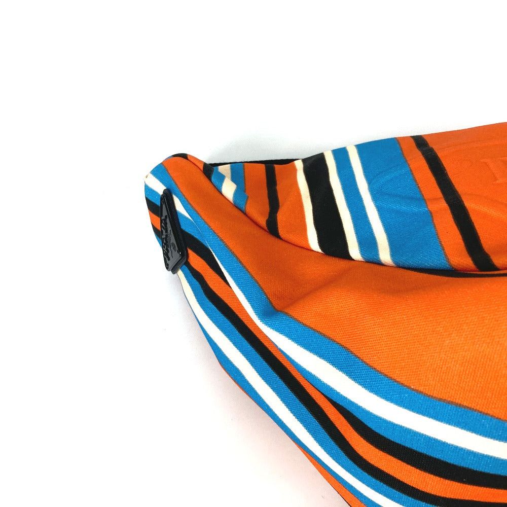 Prada Prada 2Vy007 Stripe Triangle Bayadère Briefcase Crossbody Shoulder Bag Canvas Men Orange Size ONE SIZE - 10 Thumbnail