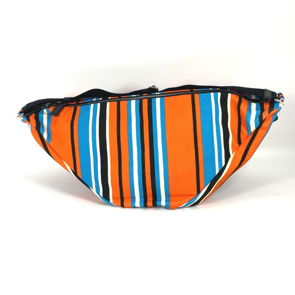 Prada Prada 2Vy007 Stripe Triangle Bayadère Briefcase Crossbody Shoulder Bag Canvas Men Orange Size ONE SIZE - 2 Thumbnail