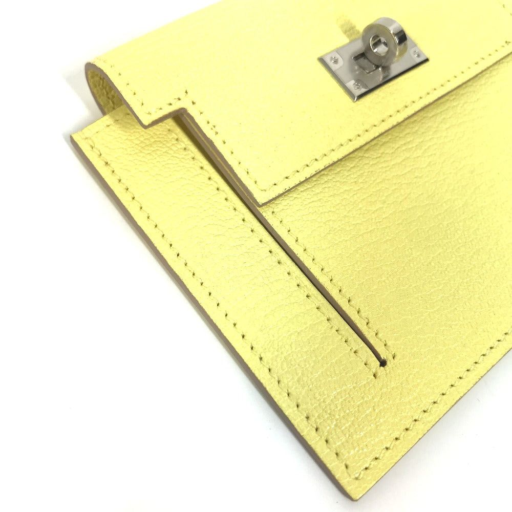 Hermes Hermes Change Purse Kelly Pocket Compact Wallet Coin Chevre Women Yellow Size ONE SIZE - 6 Thumbnail