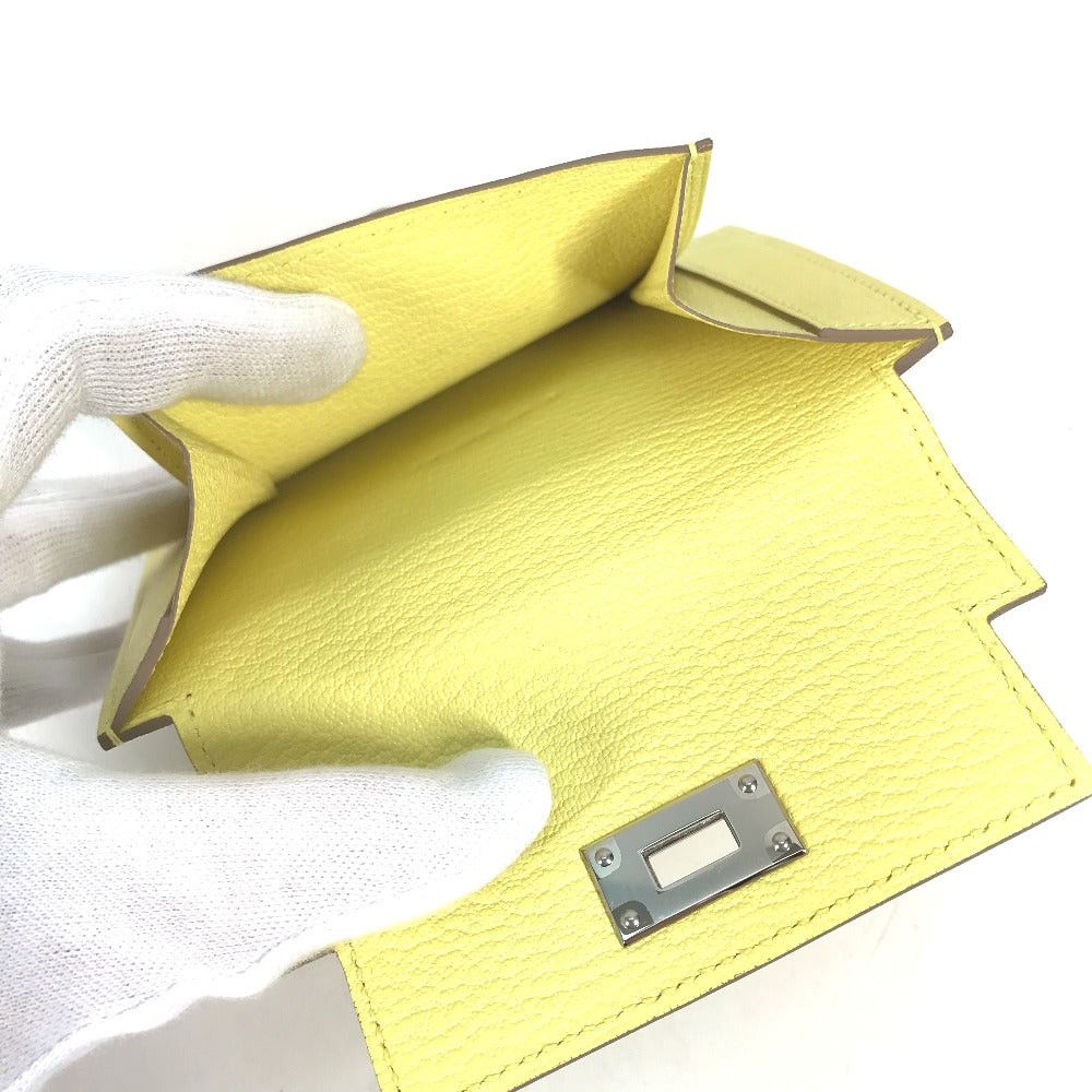 Hermes Hermes Change Purse Kelly Pocket Compact Wallet Coin Chevre Women Yellow Size ONE SIZE - 9 Thumbnail