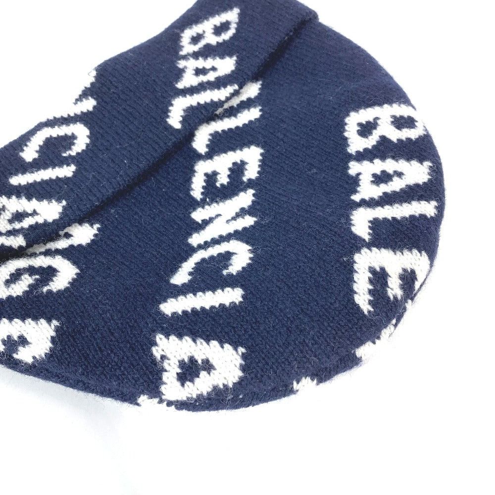 Balenciaga Balenciaga 633717 Logo Beanie Chapeau Knitted Hat Knit Cap Wool Women Navy Size ONE SIZE - 4 Thumbnail