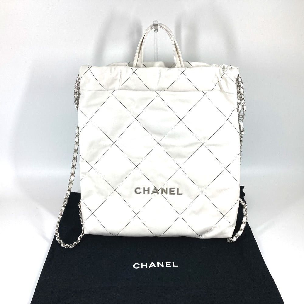 Chanel Chanel As3313 Handbag 2 Way Bag Chanel22 Small Chain Rucksack Lambskin Women White Size ONE SIZE - 3 Thumbnail