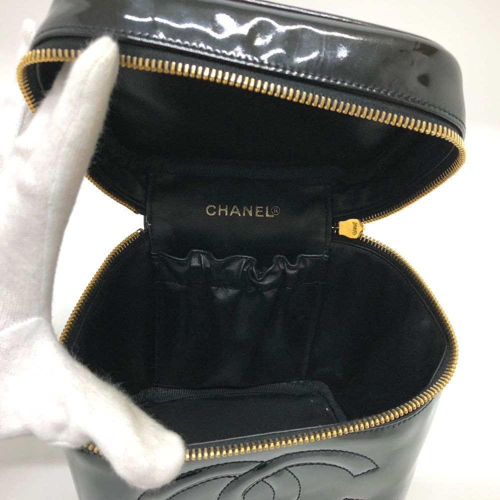Chanel Chanel A01998 Cc Coco Mark Cosmetic Pouch Vertical Vanity Bag Handbag Enamel Women Black Size ONE SIZE - 9 Thumbnail
