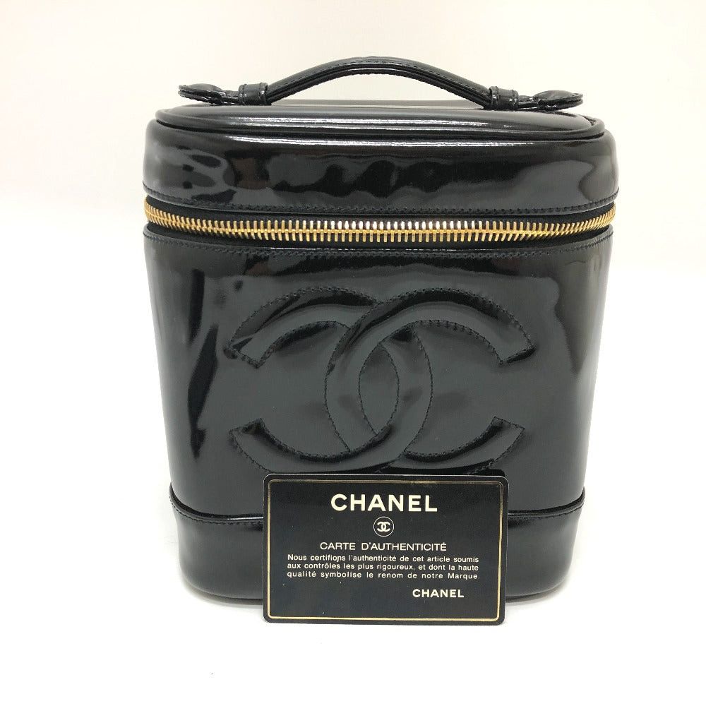 Chanel Chanel A01998 Cc Coco Mark Cosmetic Pouch Vertical Vanity Bag Handbag Enamel Women Black Size ONE SIZE - 13 Thumbnail
