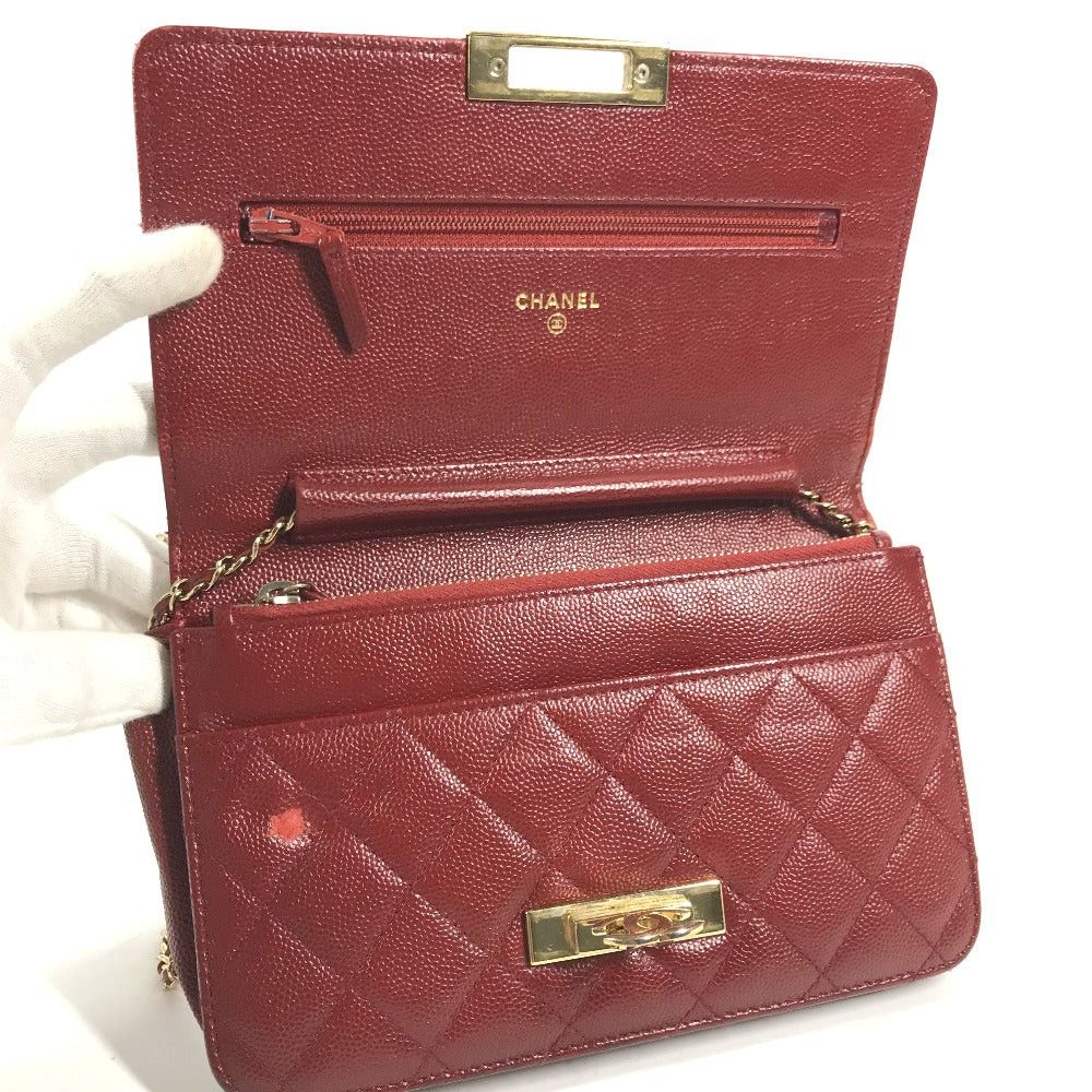 Chanel Chanel Cc Coma Mark Cocolock Chain Wallet Shoulder Bag Shawl Diagonal Hanging (E.G. Of A Rocket) Pochette Metis Long Caviar Skin Women Red And Gold Hardware Size ONE SIZE - 8 Thumbnail