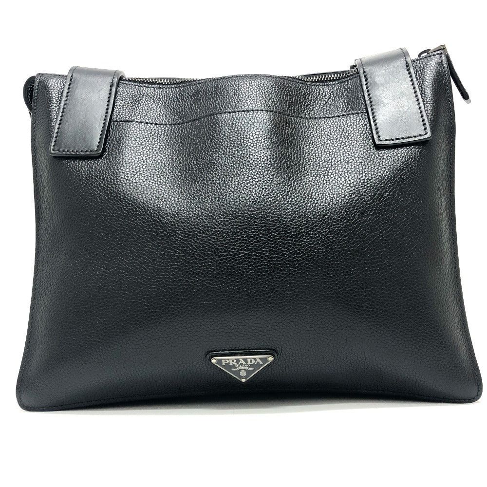 Prada Prada 2Vh013 Triangular Plate Messenger Bag Slanted Lumbar Back Shoulder Briefcase Leather Men Black Size ONE SIZE - 6 Thumbnail