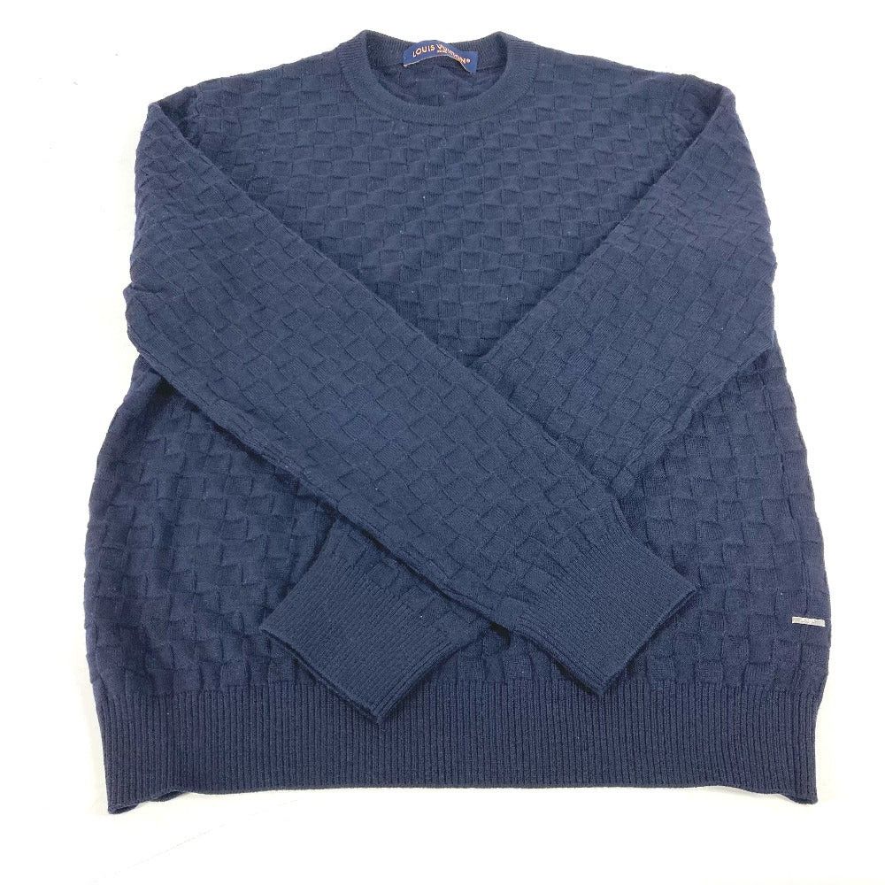 Louis Vuitton Louis Vuitton Damier Knit Long Sleeves Tops Apparel (Clothing) Rm222Q Sweater Wool Men Navy Size US M / EU 48-50 / 2 - 3 Thumbnail