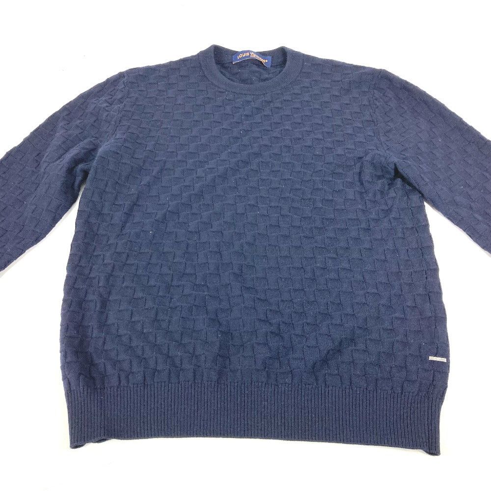 Louis Vuitton Louis Vuitton Damier Knit Long Sleeves Tops Apparel (Clothing) Rm222Q Sweater Wool Men Navy Size US M / EU 48-50 / 2 - 2 Thumbnail