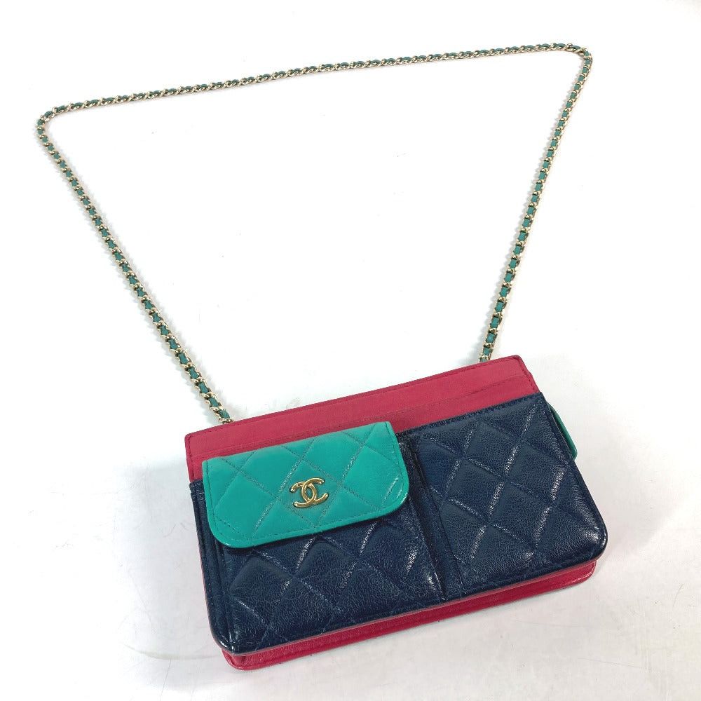 Chanel Chanel Ap1138 2020 Cruise Tricolor Chain Wallet Cc Coma Mark Briefcase Shoulder Bag Diagonal Hanging (E.G. Of A Rocket) Pochette Metis Long Caviar Skin Women Navy Size ONE SIZE - 2 Thumbnail