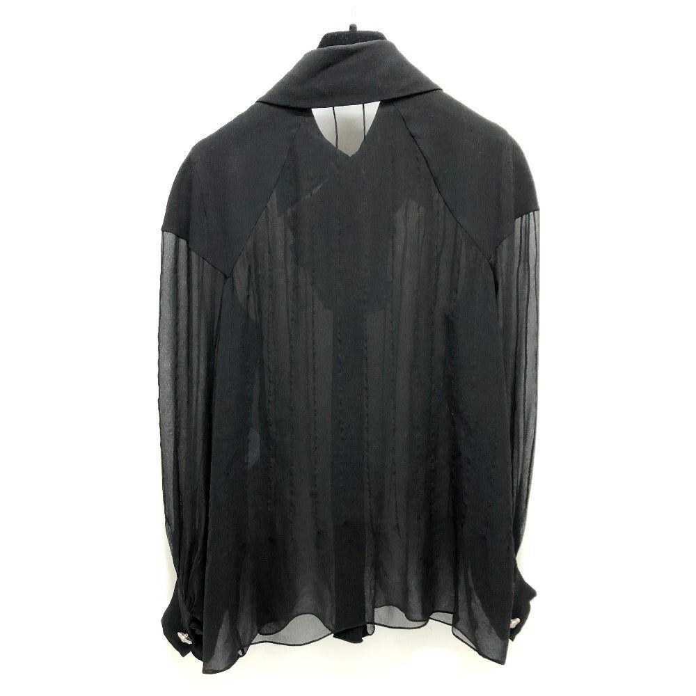 Chanel Chanel P55115 Apparel (Clothing) Long Sleeves Tops See-Through Camellia Brooch Blouse Silk Women Black Size XS / US 0-2 / IT 36-38 - 2 Thumbnail
