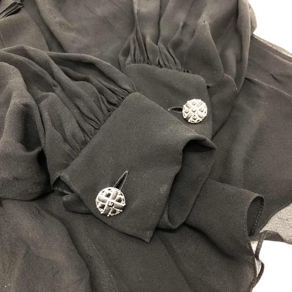 Chanel Chanel P55115 Apparel (Clothing) Long Sleeves Tops See-Through Camellia Brooch Blouse Silk Women Black Size XS / US 0-2 / IT 36-38 - 4 Thumbnail