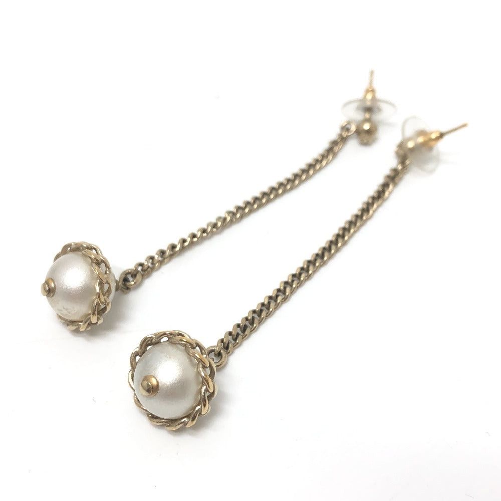 Chanel Chanel 16B Faux Pearl Chain Earrings Accessories Metal Women Gold Size ONE SIZE - 2 Thumbnail