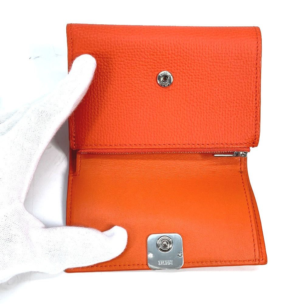 Loewe Loewe C821S33X07 Anagram Vertical Wallet Small Compact Threefold Leather Women Vivid Orange Size ONE SIZE - 6 Thumbnail