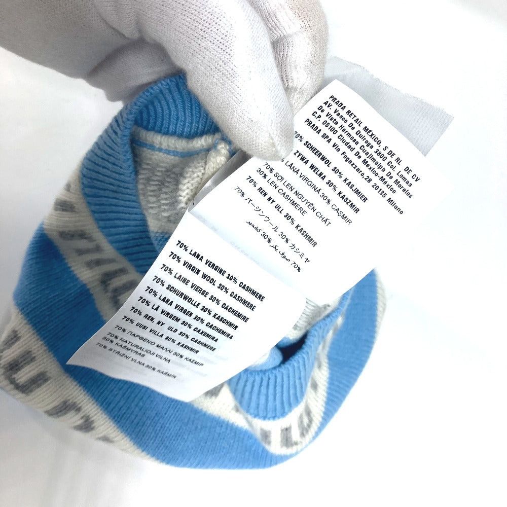 Miu Miu Miumiu 5Hc260 Beanie Chapeau Knitted Hat Knit Cap Logo Wool Women Blue Size ONE SIZE - 13 Thumbnail