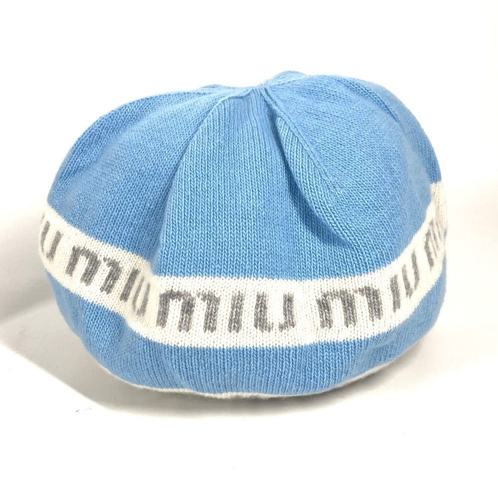 Miu Miu Miumiu 5Hc260 Beanie Chapeau Knitted Hat Knit Cap Logo Wool Women Blue Size ONE SIZE - 2 Thumbnail