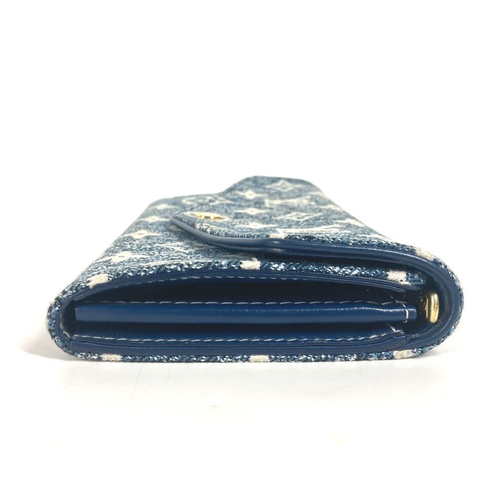 Louis Vuitton M81183 Monogram Jacquard Denim Portofoil Sala Long Wallet Women Blue
