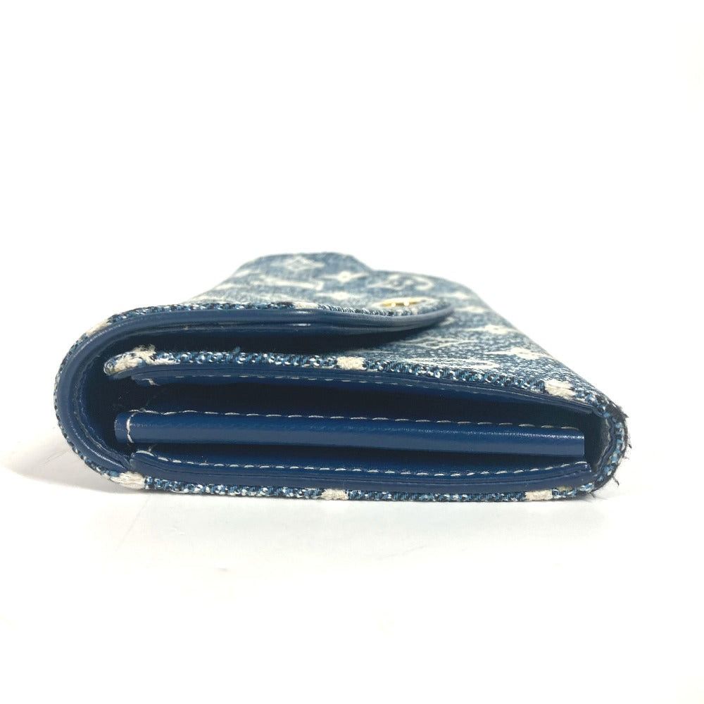 Louis Vuitton M81183 Monogram Jacquard Denim Portofoil Sala Long Wallet Women Blue