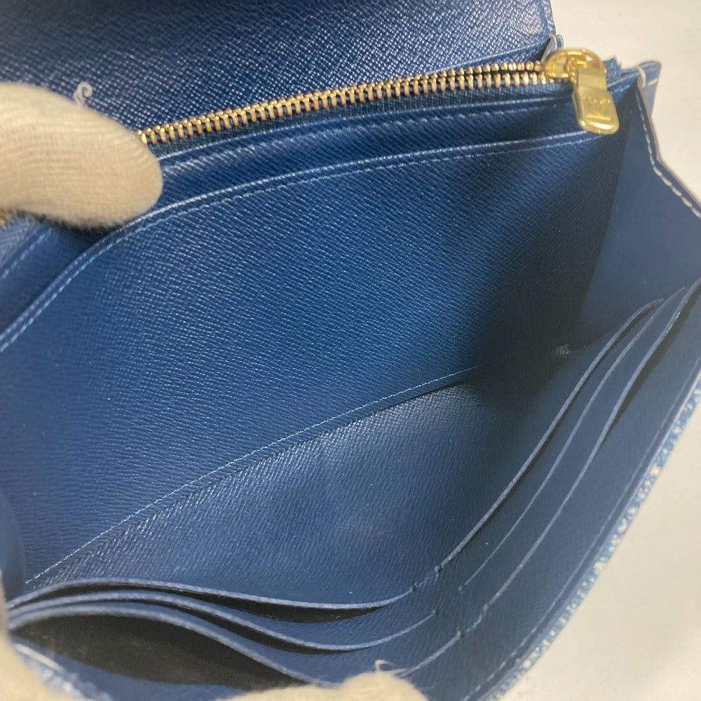 Louis Vuitton M81183 Monogram Jacquard Denim Portofoil Sala Long Wallet Women Blue
