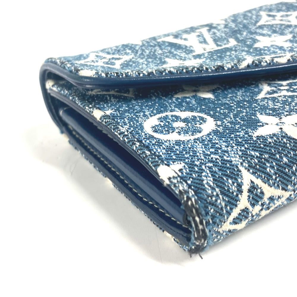 Louis Vuitton M81183 Monogram Jacquard Denim Portofoil Sala Long Wallet Women Blue