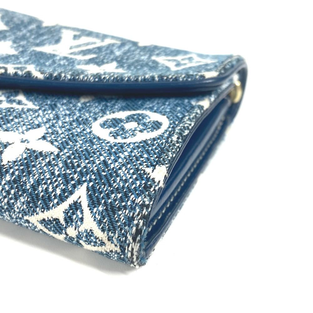 Louis Vuitton M81183 Monogram Jacquard Denim Portofoil Sala Long Wallet Women Blue