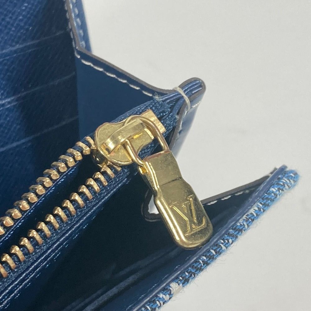 Louis Vuitton M81183 Monogram Jacquard Denim Portofoil Sala Long Wallet Women Blue