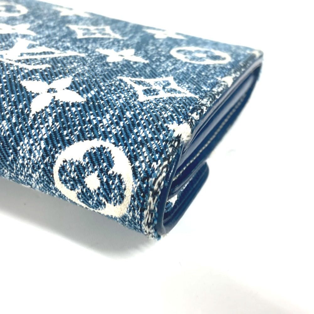 Louis Vuitton M81183 Monogram Jacquard Denim Portofoil Sala Long Wallet Women Blue