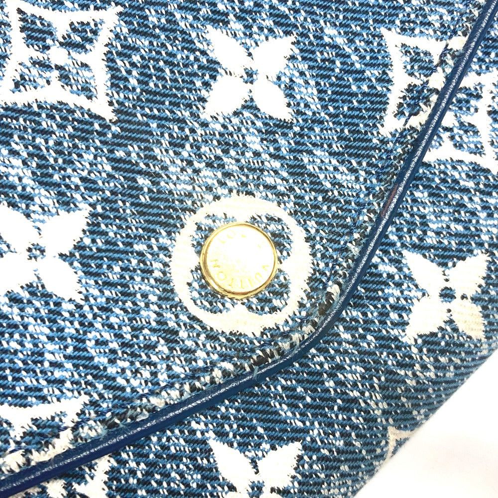 Louis Vuitton M81183 Monogram Jacquard Denim Portofoil Sala Long Wallet Women Blue