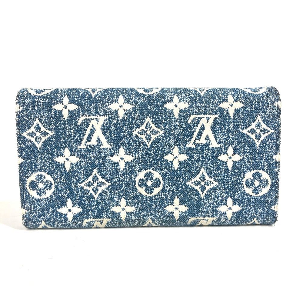 Louis Vuitton M81183 Monogram Jacquard Denim Portofoil Sala Long Wallet Women Blue