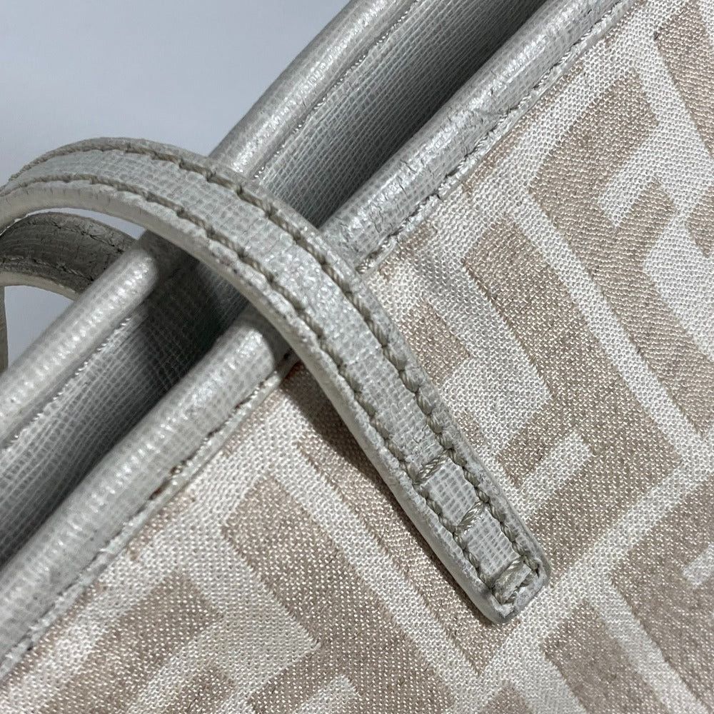 Fendi Fendi 8Bh185 Briefcase Shawl Tote Bag Zukka Logo Metal Plate Shoulder Leather/Canvas Women White Size ONE SIZE - 12 Thumbnail