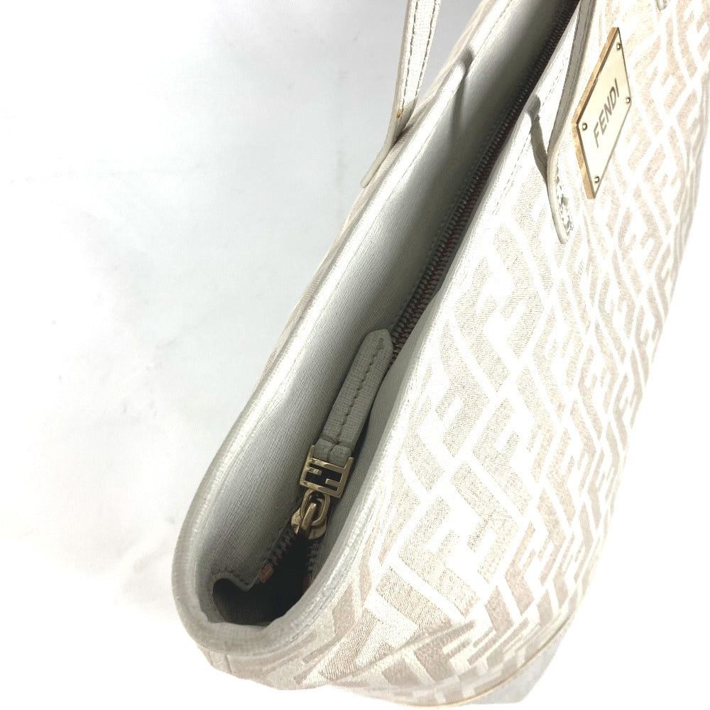 Fendi Fendi 8Bh185 Briefcase Shawl Tote Bag Zukka Logo Metal Plate Shoulder Leather/Canvas Women White Size ONE SIZE - 6 Thumbnail